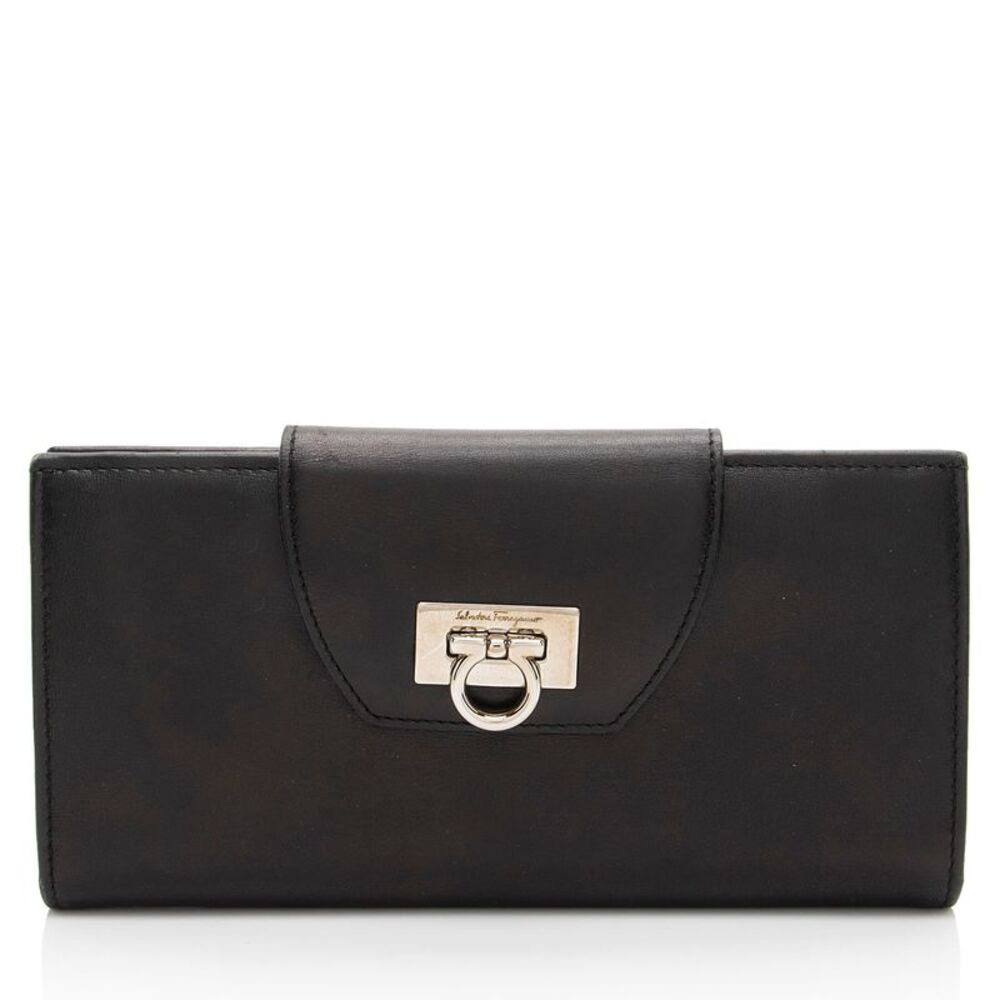 Ferragamo Calfskin Gancini Long Wallet